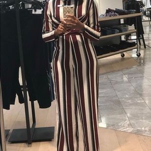 Maroon striped jumpsuit